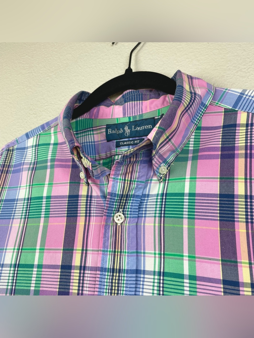 Ralph Lauren Men's Large Pastel Madras Plaid Classic Fix Button Down Shirt Oxfor - Picture 2 of 16